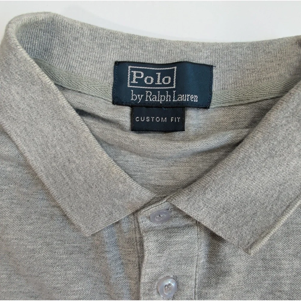 Vintage Ralph Lauren Polo Shirt Mens M Custom Fit Grey Big Pony Number 3 Preppy